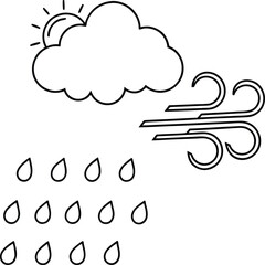 A colorful vector illustration of a cloud with rain drops is a perfect weather icon for a cheerful design