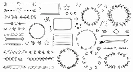 Hand Drawn Doodle Elements for Journaling and Scrapbooking.