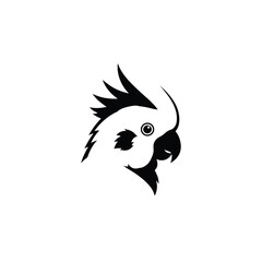 Black silhouette of a cockatoo head with crest bird © dipu