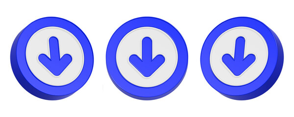 down arrow 3d rendering icon in blue color © Rani