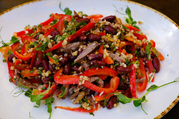 Fresh and delicious Mexican-style spicy tuna salad. High quality photo