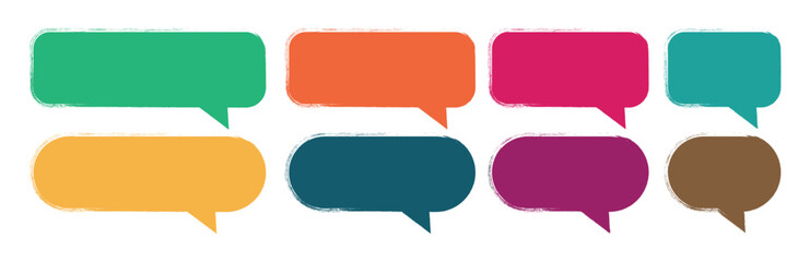 Hand drawn speech bubbles and thought bubbles. Colorful speech bubbles vector set. 