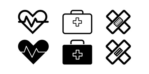 Healthcare glyph icon set. Linear icon collection. Editable stroke. Vector illustration. Hospital and medical care thin line icon set. Medical icons set: medicine, healthcare, and emergency symbols