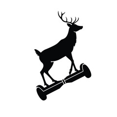 Black silhouette of a deer on a hoverboard animal