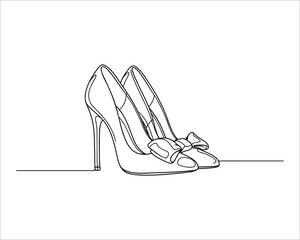 Elegant High Heel Shoes Line Art Fashion and Style Design