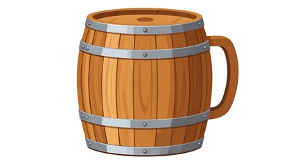 An illustration of a wooden barrel fashioned as a large mug