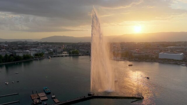 Geneva, set against a mesmerizing twilight sky, captivates viewers. Switzerland