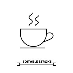 coffee cup icon in editable stroke style line icon vector illustration