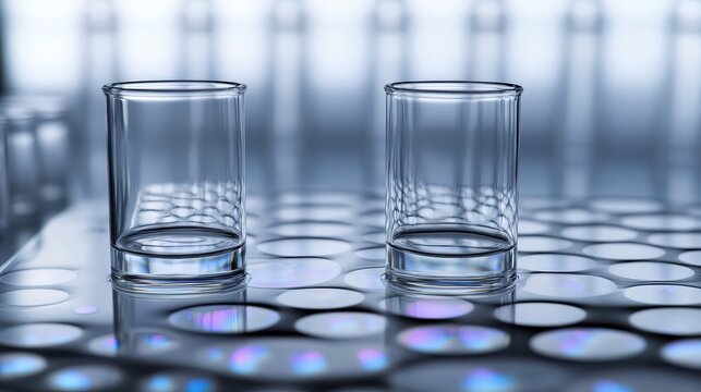 Clear glassware used for scientific experiments in a lab
