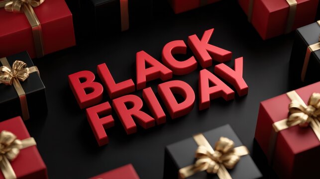 Black Friday sale with gift boxes, - Powered by Adobe