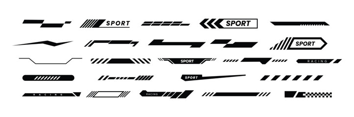 Car side sticker design. Vehicle vector Decal Stripes for the both parts template. Vector art of set of modern futuristic design elements. line icon vector illustration