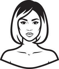 Stylized Black and White Vector Portrait of a Confident Woman's Bust