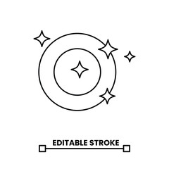  clean plate with stars editable stroke line icon vector illustration