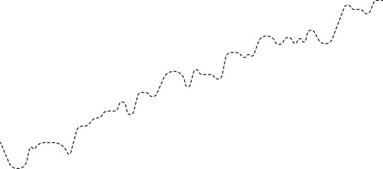A dotted line graph with an arrow-shaped path indicating data progression.