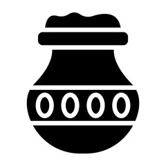 Clay Jar Vector Glyph Icon Design