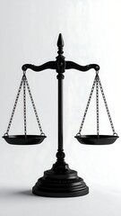 Black, balanced scales of justice isolated against a white backdrop