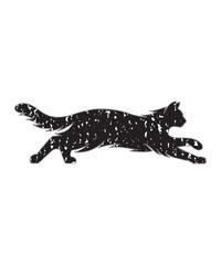 Running Cat Grunge Silhouette Vector. 