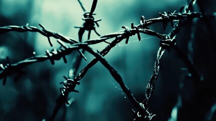 Close Up Shot of Barbed Wire Against a Blurred Background