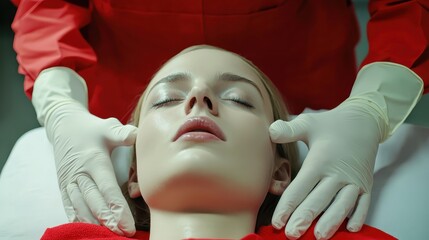 A woman receiving first aid assistance in an emergency situation