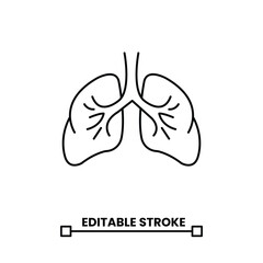 human lungs linear icon for healthcare editable stroke line icon vector illustration