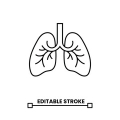 human lungs linear icon for healthcare editable stroke line icon vector illustration