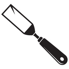 Black and White Vector Icon of a Simple Chisel Tool