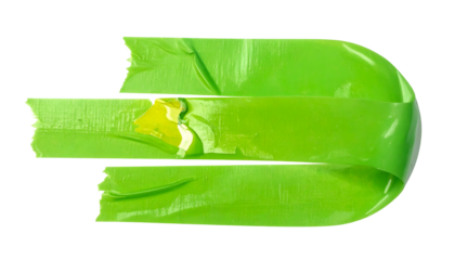 Bright green tape strips arranged against a black background with ragged edges