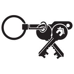 Minimalist Black Keyring with House Keys Silhouette Graphic Design