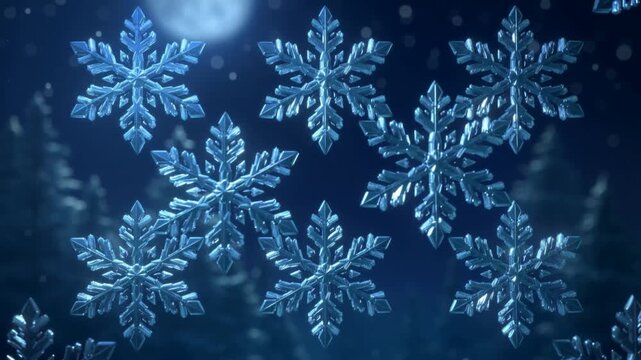 Animation crystal snowflakes