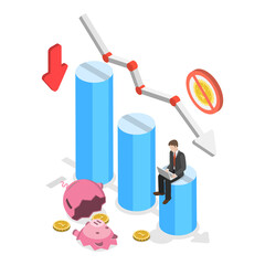 3D Isometric Flat  Illustration of Business Bankruptcy. Item 3