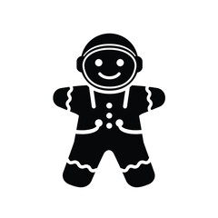 Black silhouette of a smiling gingerbread man cookie