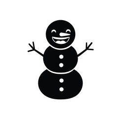 Black silhouette of a smiling snowman with stick arms