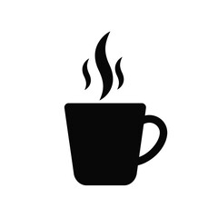 Black silhouette of a steaming coffee cup vector