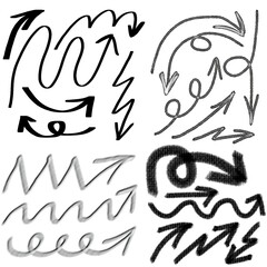 Obraz premium Abstract hand-drawn arrows in various styles and orientations 