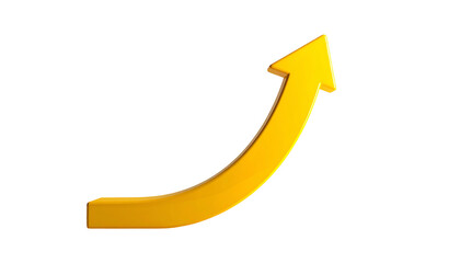 A curved, upward-pointing golden arrow on a black background, symbolizing progress