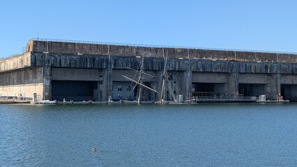 Naklejka premium World War II submarine base in Saint-Nazaire, France. 