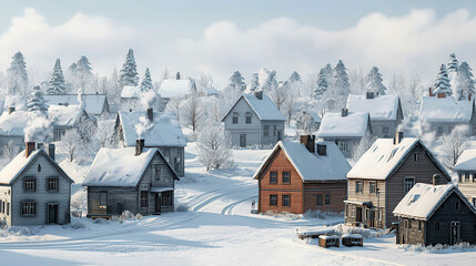 Winter wonderland a charming christmas scene in a snowy village capturing seasonal joy tranquility and festivity