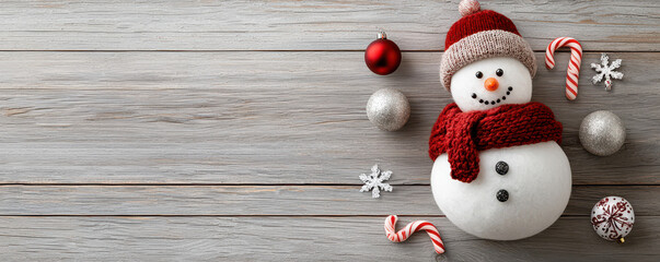 Winter wonderland christmas snowman festive decor cozy home seasonal vibes top-down view cheerful spirit