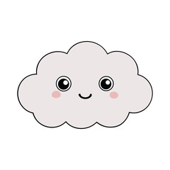Cute Cartoon Cloud Character with Smiling Face and Rosy Cheeks Vector illustration