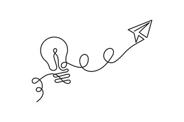 light bulb line art  with paper plan design