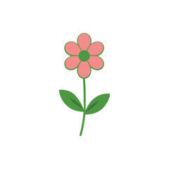 Simple Pink Flower Minimal Spring Floral Botanical Design Vector illustration