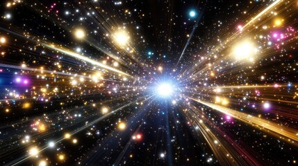 Fototapeta premium Holographic projection of data net in deep space