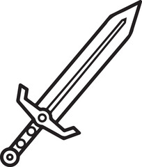 Simple outline of a medieval sword icon simple line drawing symbolizing warfare combat strength and history