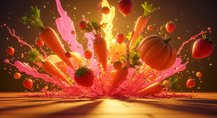 Explosion of Fresh Fruits and Vegetables