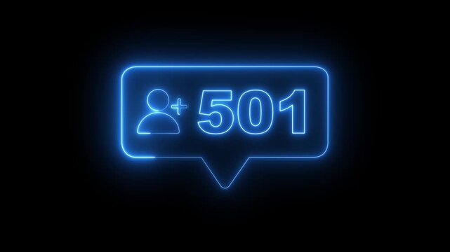 Neon Social media follower count icon animation .follower count rising to 998. Modern notification pop up design for followers. follower count icon animation concept ,people follower count concept.