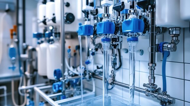 Water Purification System Delivering Ultra Pure Water In Laboratory - Powered by Adobe