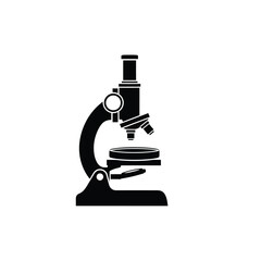 Black silhouette of microscope and petri dish vector