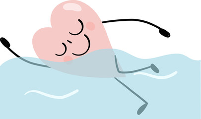 illustration of heart cute cartoon swiming png file