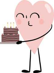 illustration of heart cute cartoon blow a birth day cake png file