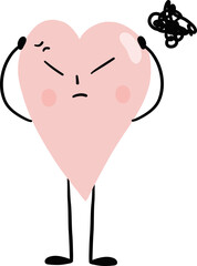 illustration of heart cute cartoon angry png file